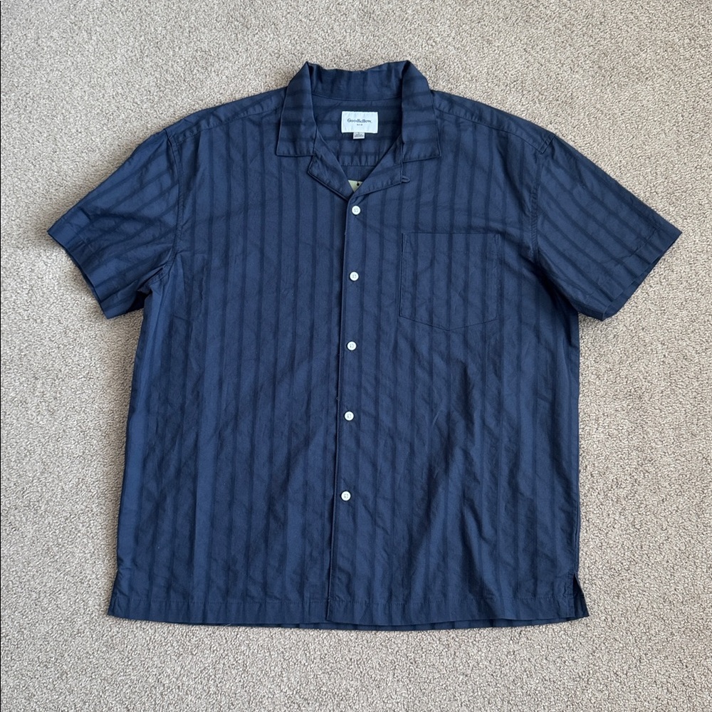 NWT Goodfellow & Co Men’s Short Sleeve Button Down Cubano Shirt - Size: Large - Picture 2 of 6